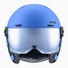 Children's ski helmet UVEX Rocket Visor Jr blue matt/mirror blue/smoke