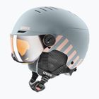 Children's ski helmet UVEX Rocket Visor Jr rhino/blush matt/mirror silver/lasergold lite