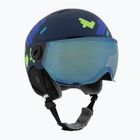 Children's ski helmet UVEX Rocket Visor Jr blue puzzle matt/mirror blue/smoke