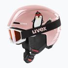 Children's ski helmet UVEX Viti Set + goggles Speedy Pro pink penguin/lasergold lite
