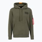 Men's Alpha Industries Red Stripe Hoodie dark green