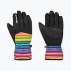 Reusch Alan Junior children's ski gloves black/multicolour lines