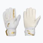 Children's goalkeeper gloves Reusch Attrakt AB1 Solid Junior white/gold