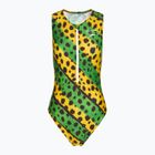 Speedo Placement Digital Highneck women's one-piece swimsuit green/yellow