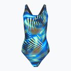 Speedo Printed Medalist women's one-piece swimsuit black/blue