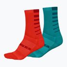 Women's Endura Coolmax Stripe 2-pack cycling socks pacifiic blue