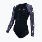 Women's one-piece swimsuit ZONE3 OWS Renew black/grey