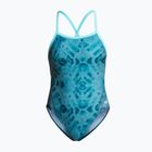 Women's one-piece swimsuit ZONE3 Strap Back teal tie dye