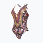Women's one-piece swimsuit Zoggs Culture Jam Crossback purple / orange / white