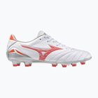 Men's Mizuno Morelia Neo IV Pro MD football boots white/ radiant red/ hot coral