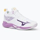 Women's volleyball shoes Mizuno Wave Dimension Mid white/patrician purple/quince