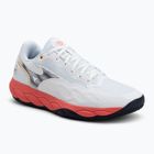 Men's tennis shoes Mizuno Wave Enforce Court AC white/baritone blue/calypso coral