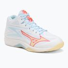 Women's volleyball shoes Mizuno Thunder Blade Z Mid white/calypso coral/pale banana