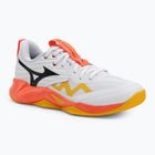 Mizuno Wave Momentum Pro volleyball shoes white/fiery coral 2/citrus
