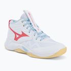 Women's volleyball shoes Mizuno Wave Momentum Pro Mid white/calypso coral/pale banana