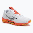 Mizuno Wave Stealth 6 handball shoe white/fiery coral 2/citrus