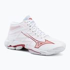 Women's volleyball shoes Mizuno Wave Lightning Elite Mid white/rose elegance/lava falls