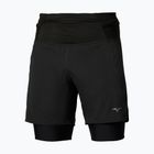 Men's running shorts Mizuno Trail Multipocket 2in1 black