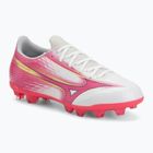Children's football boots Mizuno Alfa III Select Jr FG white/fuchsia purple