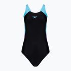 Speedo Colourblock Splice Muscleback women's one-piece swimsuit black/sweet purple/picton blue