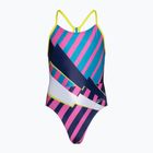Speedo Placement Lane Line Back cerulean blue/flare pink/bitter lime/bolt children's one-piece swimsuit
