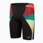 Men's Speedo Placement Digital V-Cut swim trunks black/sweet purple/harlequin green/watermelon