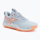 Women's volleyball shoes Mizuno Wave Momentum Elite blue finch/white/lava orange