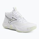 Women's volleyball shoes Mizuno Wave Momentum Elite Mid white/balsam green/ambrosia