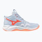 Women's volleyball shoes Mizuno Wave Momentum Pro Mid blue finch/lava orange/flamingo coral