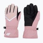 Children's ski gloves 4F pink 4FJAW22AFGLF039