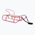 Metal sled HUMBAKA with backrest and footrest pink