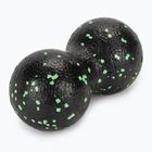 TREXO double massage ball TRX-MSP008 8 cm black/ lime green