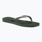 Women's Havaianas Square Logo Metallic green olive flip flops