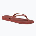 Women's Havaianas Square Logo Metallic mahogany flip flops