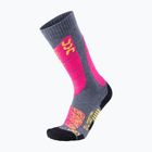 Women's ski socks UYN Ski All Mountain medium gray melange/pink