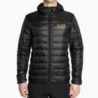 Men's EA7 Emporio Armani Train Core ID Down Light Hoodie black/gold logo jacket