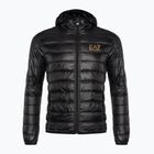 Men's EA7 Emporio Armani Train Core ID Down Light Hoodie black/gold logo jacket