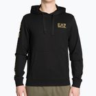 Men's EA7 Emporio Armani Train Logo Series Hoodie Extended Logo Coft black/gold logo sweatshirt