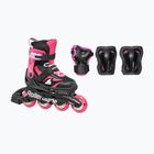 Children's roller skates with protectors Rollerblade Microblade Combo Jr black/pink