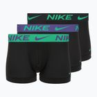 Men's boxer shorts Nike Dri-Fit Essential Micro Trunk 3 pairs black green shock/wild violet/black text wb