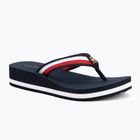 Tommy Hilfiger women's flip flops Corp Mid Wedge Beach Sandal space blue