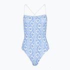 Tommy Hilfiger women's one-piece swimsuit Straight Neck Print floral stripe blue spell