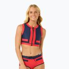 Rip Curl Coco Short Sleeve Vest swimsuit top red/dark blue