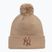 Women's New Era Metallic Bobble Knit Beanie New York Yankees beige