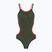 Women's one-piece swimsuit arena One Double Cross Back One Piece dark sage/black/fluo red