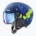 Children's ski helmet UVEX Rocket Visor Jr blue puzzle matt/mirror blue/smoke
