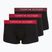 Men's boxers Tommy Hilfiger Trunk WB 3 pack medium red/rasp juice/burgundy