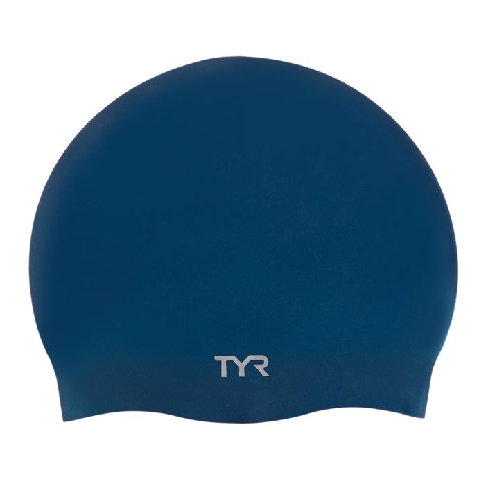 TYR Wrinkle-Free Silicone Swim Cap navy blue LCS 2
