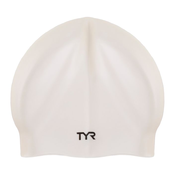 TYR Wrinkle-Free Silicone Swim Cap white LCS 2