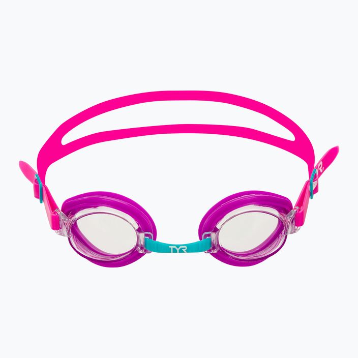 TYR Qualifier clear/purple/pink swimming goggles 2